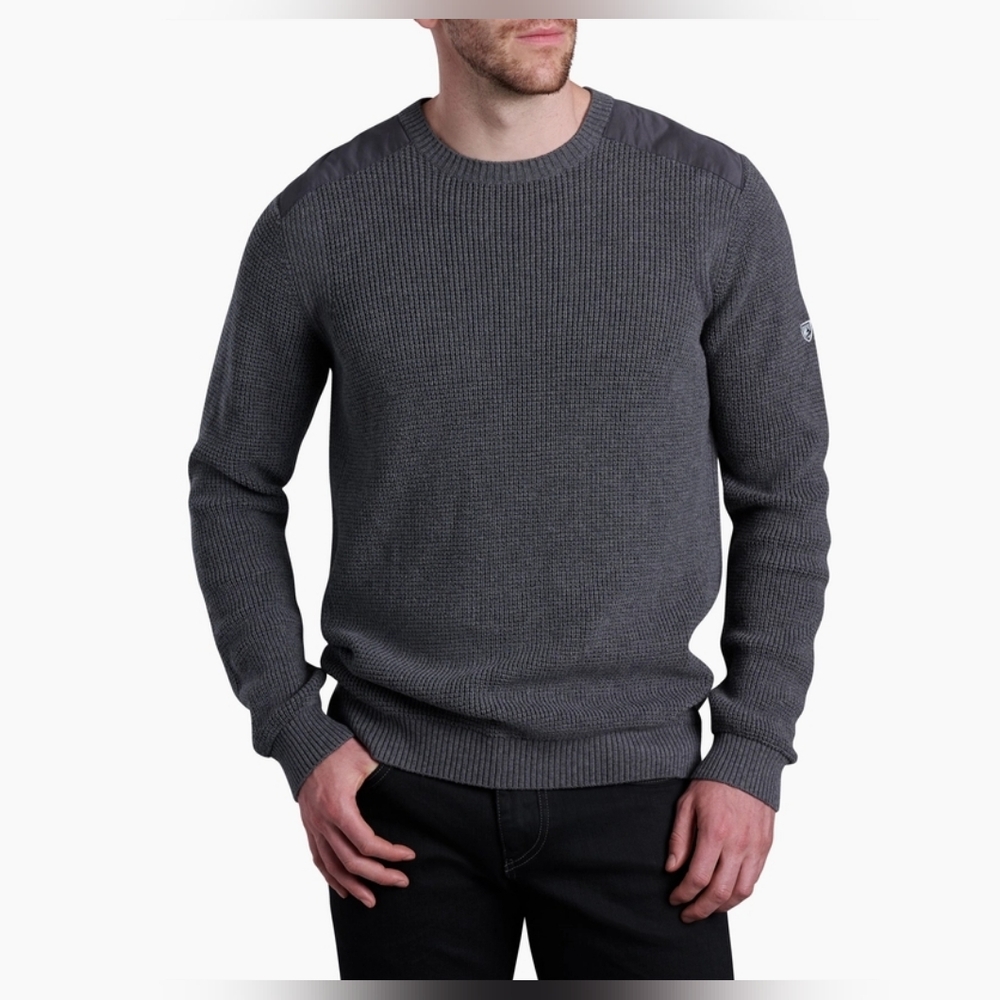 KUHL Evader Sweater Merino wool Gray Mens Large Military Shoulders
